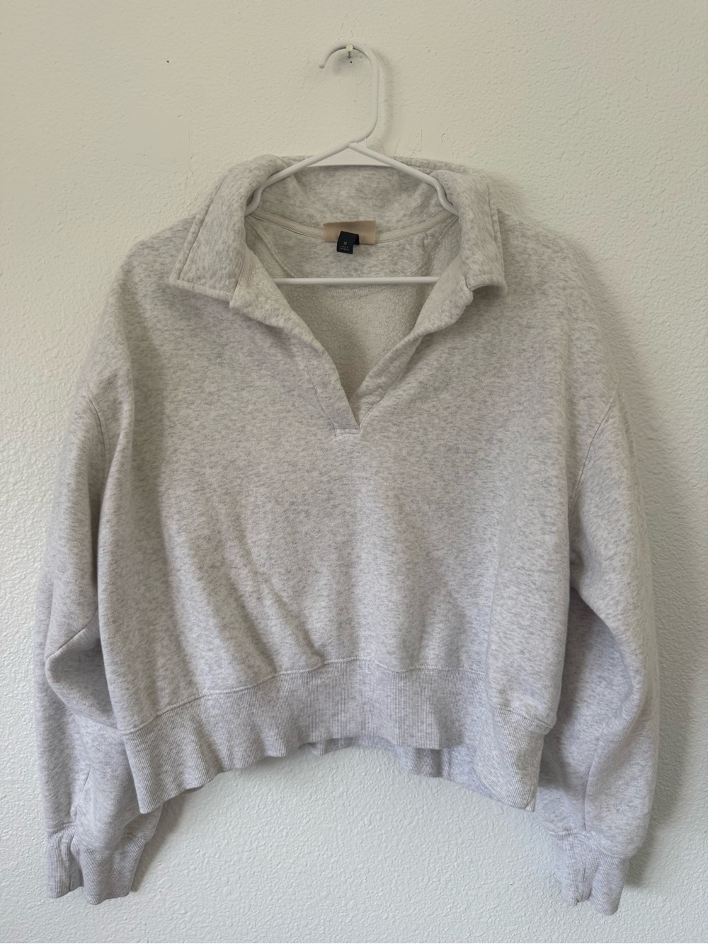 Universal Thread Light Heather Gray Collared Pullover Sweatshirt - Picture 2 of 4